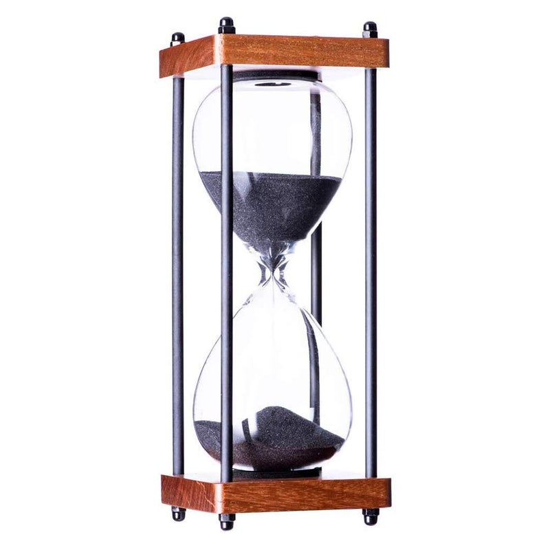 AKAKA MUNING Large Hourglass Timer 60 Minute, Decorative Wooden Sandglass, Black - Image 2